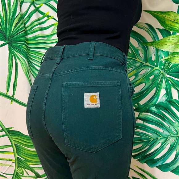 Carhartt Denim - Carthartt WIP Jacob Jeans Green Denim Straight Leg High Waist 28 Vintage